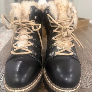 Cozy Black and Tan Faux Fur-Lined Winter Boots